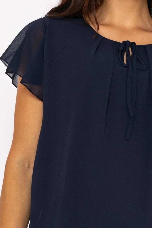 Pala D'oro Short Sleeve Plain Blouse In Navy*Women Tops & Blouses