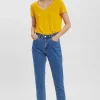 Vero Moda Short Sleeve V-Neck Top In Yellow*Women Tops & Blouses