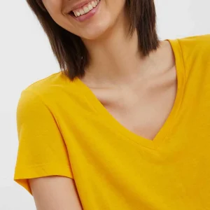 Vero Moda Short Sleeve V-Neck Top In Yellow*Women Tops & Blouses