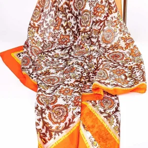SOUL Accessories Silk Blend Floral Scarf In Orange* Accessories