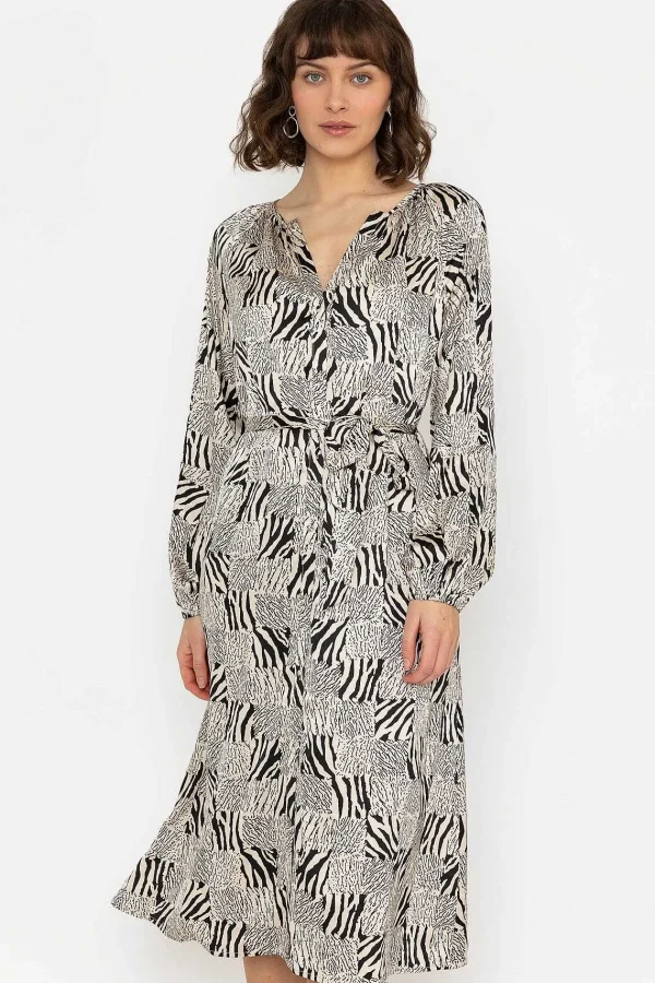 Rowen Avenue Silky V Neck Midi Dress In Mono Print*Women Dresses & Jumpsuits