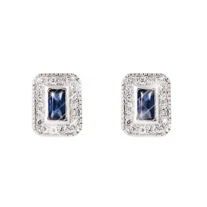 Tipperary Crystal Jewellery Silver Earrings With Sapphire Centre* Boxed Gifts