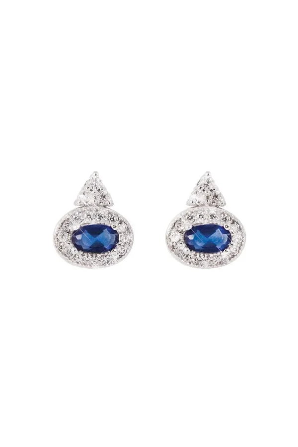 Tipperary Crystal Jewellery Silver Oval Sapphire Earrings* Boxed Gifts