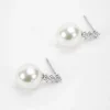 Soul Jewellery Silver Tone Diamante Pearl Earrings* Boxed Gifts