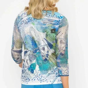 Kalisson 3/4 Sleeve Printed Round Neck Top In Aqua*Women Tops & Blouses