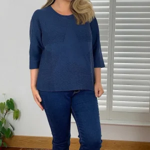 Ulla Popken 3/4 Sleeve Star Knit Sweater In Dark Blue*Women Jumpers & Cardigans