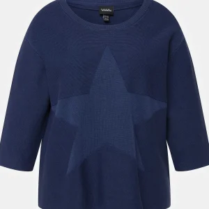 Ulla Popken 3/4 Sleeve Star Knit Sweater In Dark Blue*Women Jumpers & Cardigans