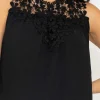 Pala D'Oro Sleeveless Lace Detail Top In Black*Women Tops & Blouses