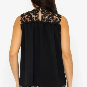 Pala D'Oro Sleeveless Lace Detail Top In Black*Women Tops & Blouses