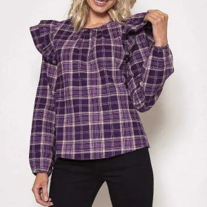 Rowen Avenue Soft Touch Ruffle Blouse In Purple*Women Tops & Blouses