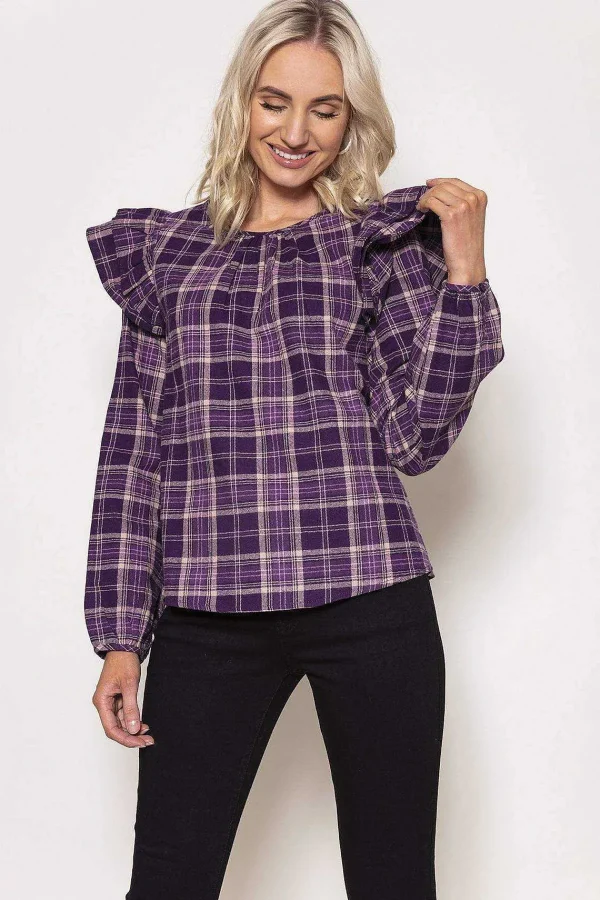 Rowen Avenue Soft Touch Ruffle Blouse In Purple*Women Tops & Blouses