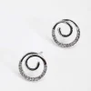 Soul Jewellery Spiral Silver Diamante Earrings* Boxed Gifts