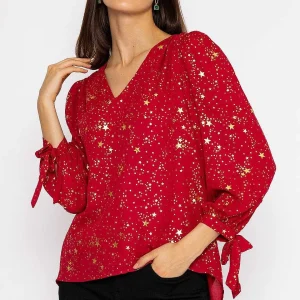 Rowen Avenue Star Print Blouse In Red*Women Tops & Blouses