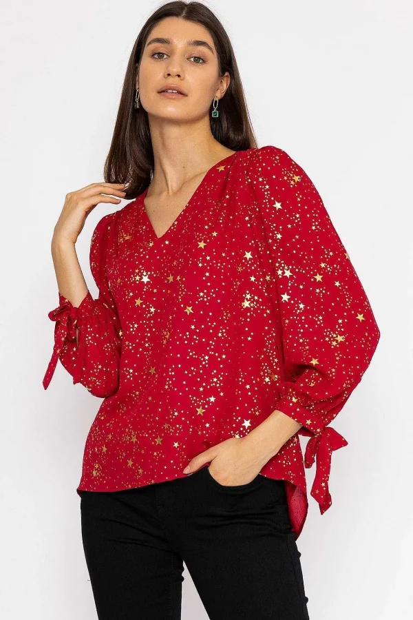 Rowen Avenue Star Print Blouse In Red*Women Tops & Blouses