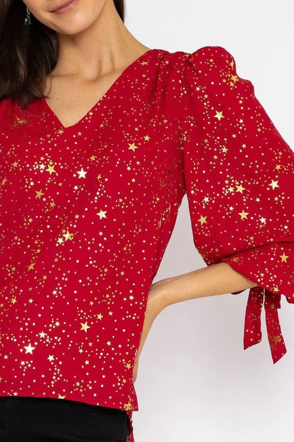 Rowen Avenue Star Print Blouse In Red*Women Tops & Blouses