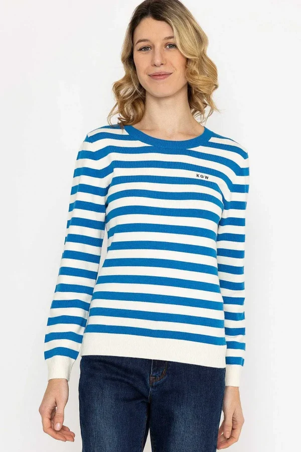 Kelly & Grace Weekend Stripe Crew Neck In Navy*Women Jumpers & Cardigans