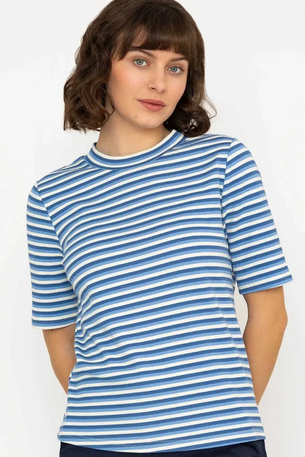 Kelly & Grace Weekend Stripe Jersey Top In Blue*Women Tops & Blouses