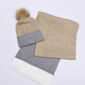 SOUL Accessories Stripe Panel Scarf And Beanie In Camel* Teenager