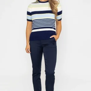 Kelly & Grace Weekend Stripe Short Sleeve Knit In Navy*Women Tops & Blouses