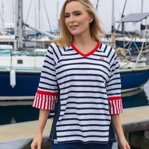 West Quay Striped Contrast Top In Navy*Women Tops & Blouses