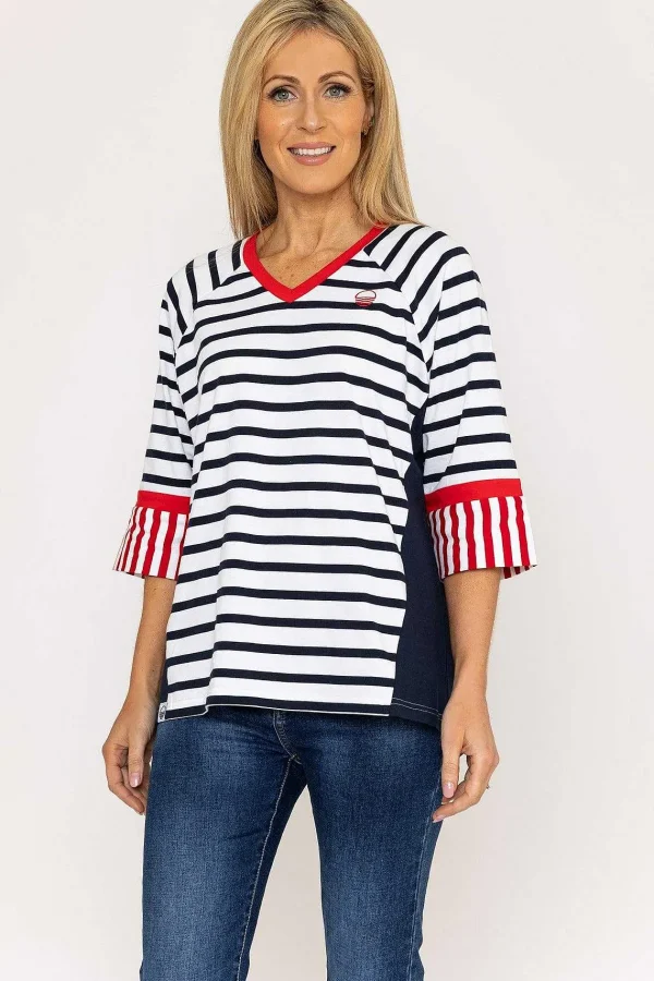 West Quay Striped Contrast Top In Navy*Women Tops & Blouses