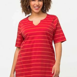 Ulla Popken Striped Oversize Short Sleeve Top In Red*Women Tops & Blouses