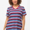 Ulla Popken Striped Short Sleeve Top In Multi Print*Women Tops & Blouses