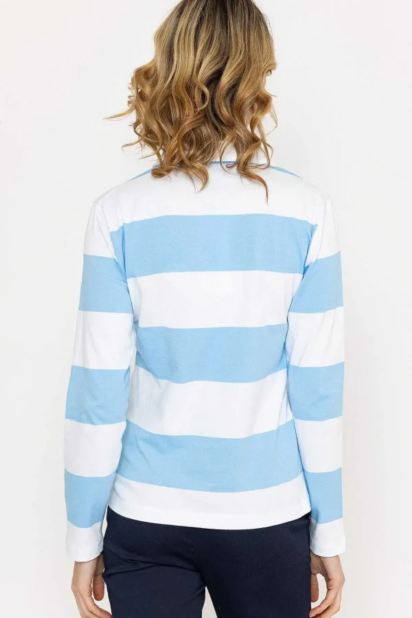 Kelly & Grace Weekend Stripped Rugby Polo Shirt In Blue*Women Tops & Blouses