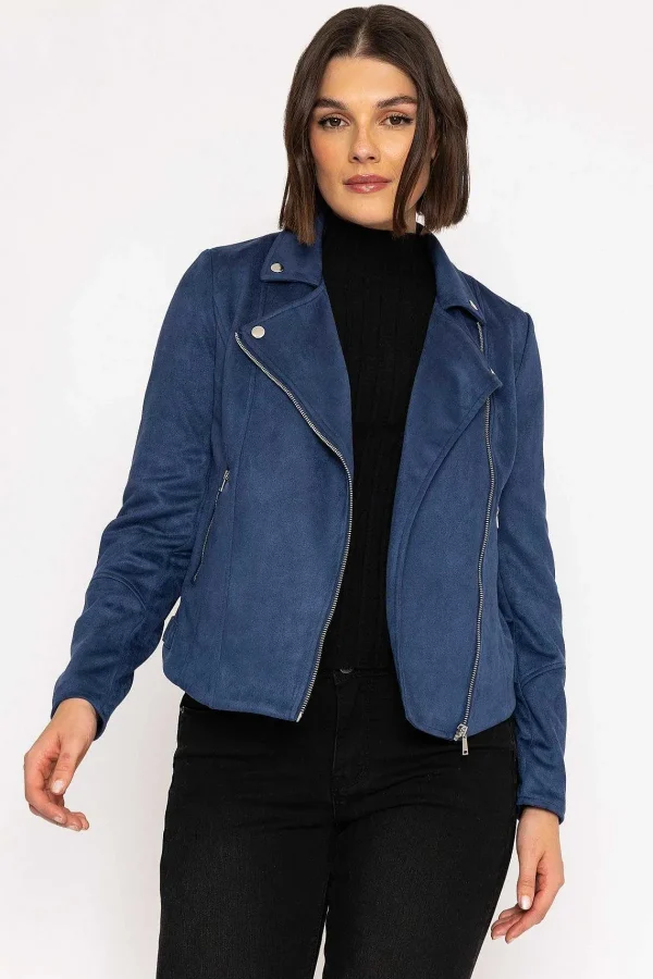 Rowen Avenue Suede Biker Jacket In Petrol*Women Coats & Jackets
