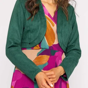 Pala D'oro Suede Bolero In Bottle Green*Women Blazers