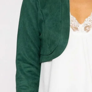 Pala D'oro Suede Bolero In Bottle Green*Women Blazers