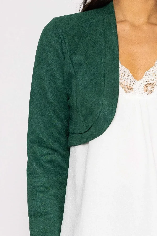 Pala D'oro Suede Bolero In Bottle Green*Women Blazers