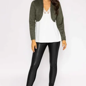 Pala D'oro Suede Bolero In Khaki*Women Blazers