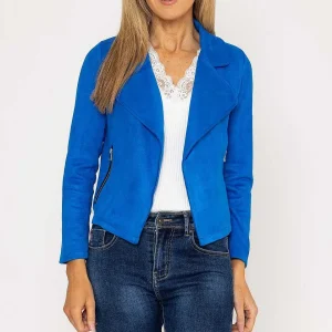 Pala D'oro Suede Cover Up Jacket In Blue*Women Blazers