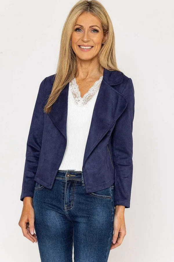 Pala D'oro Suede Cover Up Jacket In Navy*Women Blazers