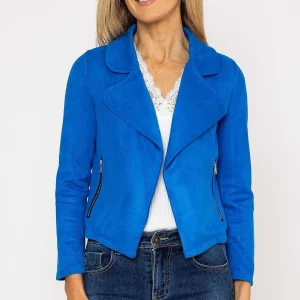 Pala D'oro Suede Cover Up Jacket In Blue*Women Blazers