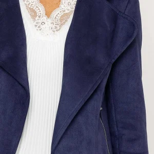 Pala D'oro Suede Cover Up Jacket In Navy*Women Blazers