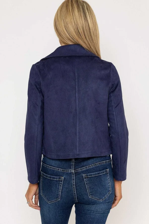 Pala D'oro Suede Cover Up Jacket In Navy*Women Blazers