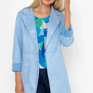 Pala D'oro 3/4 Suede Jacket In Blue*Women Coats & Jackets