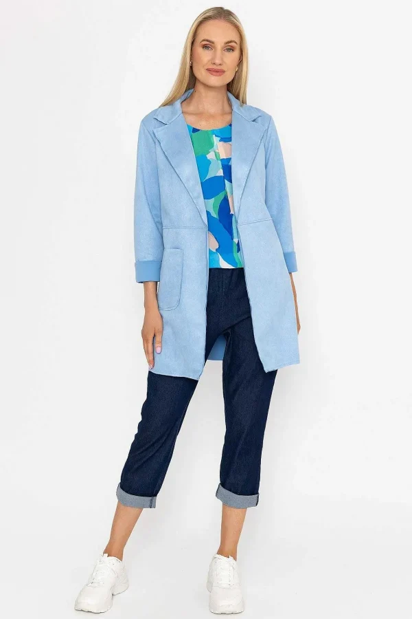 Pala D'oro 3/4 Suede Jacket In Blue*Women Coats & Jackets