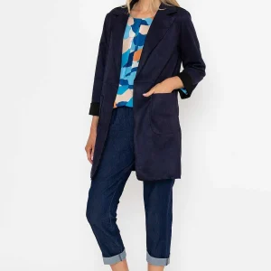 Pala D'oro 3/4 Suede Jacket In Navy*Women Coats & Jackets