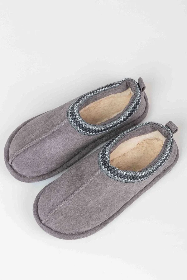 Pala D'oro Accessories Suedette Mule Slippers In Grey*Women Nightwear