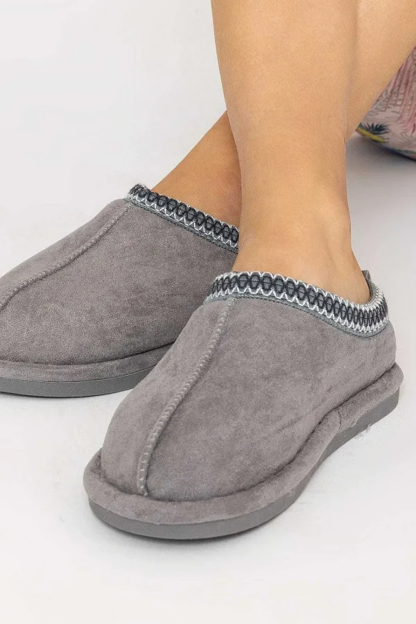 Pala D'oro Accessories Suedette Mule Slippers In Grey*Women Nightwear