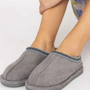 Pala D'oro Accessories Suedette Mule Slippers In Grey*Women Nightwear