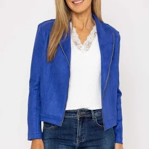 J'aime la Vie Suedette Zip Jacket In Blue*Women Coats & Jackets