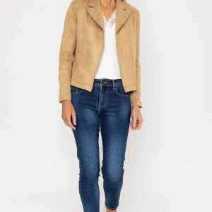 J'aime la Vie Suedette Zip Jacket In Camel*Women Coats & Jackets