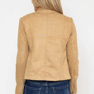 J'aime la Vie Suedette Zip Jacket In Camel*Women Coats & Jackets