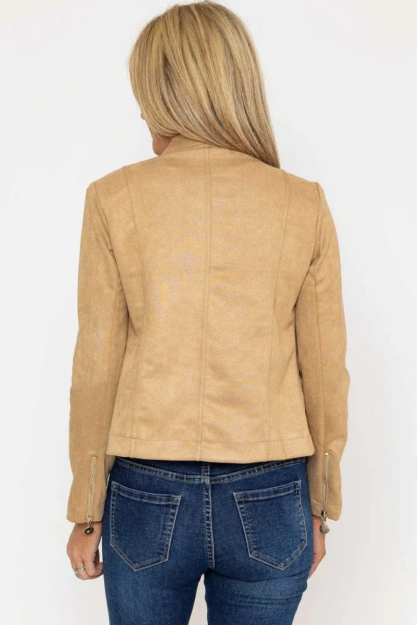 J'aime la Vie Suedette Zip Jacket In Camel*Women Coats & Jackets