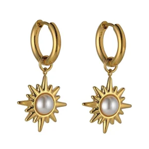 Knight & Day Sunburst Gold Drop Earrings* Boxed Gifts