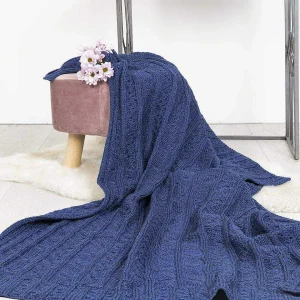 Aran Woollen Mills Super Soft Merino Throw In Blue* Throws